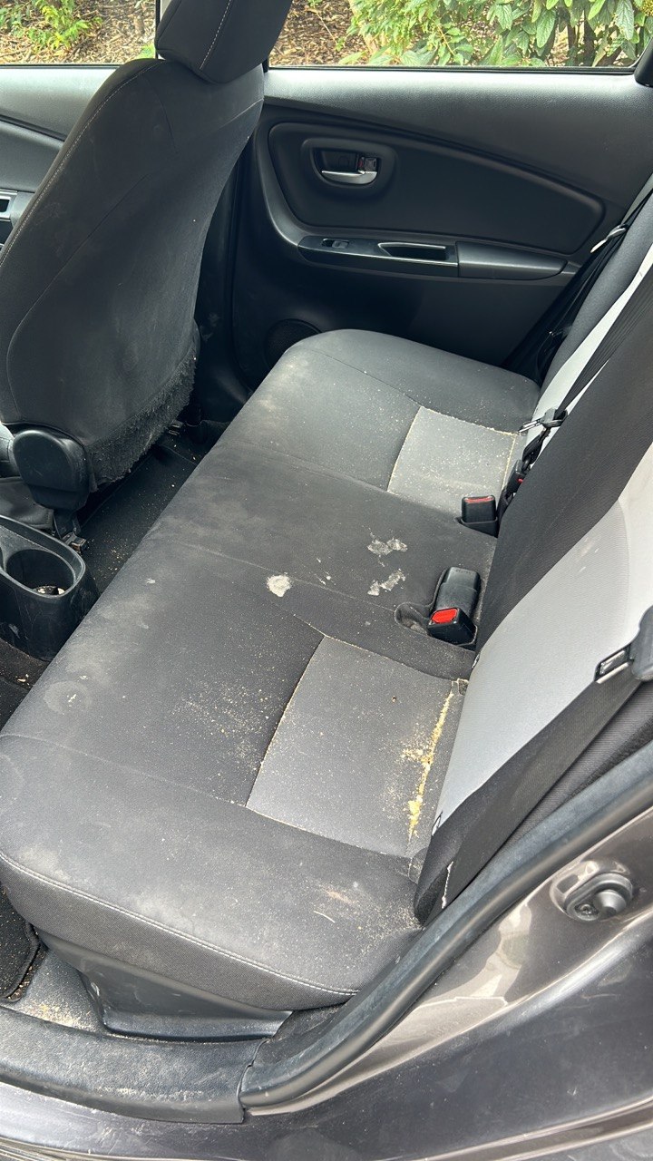 Avant nettoyage : Sièges auto · Banquette arrière