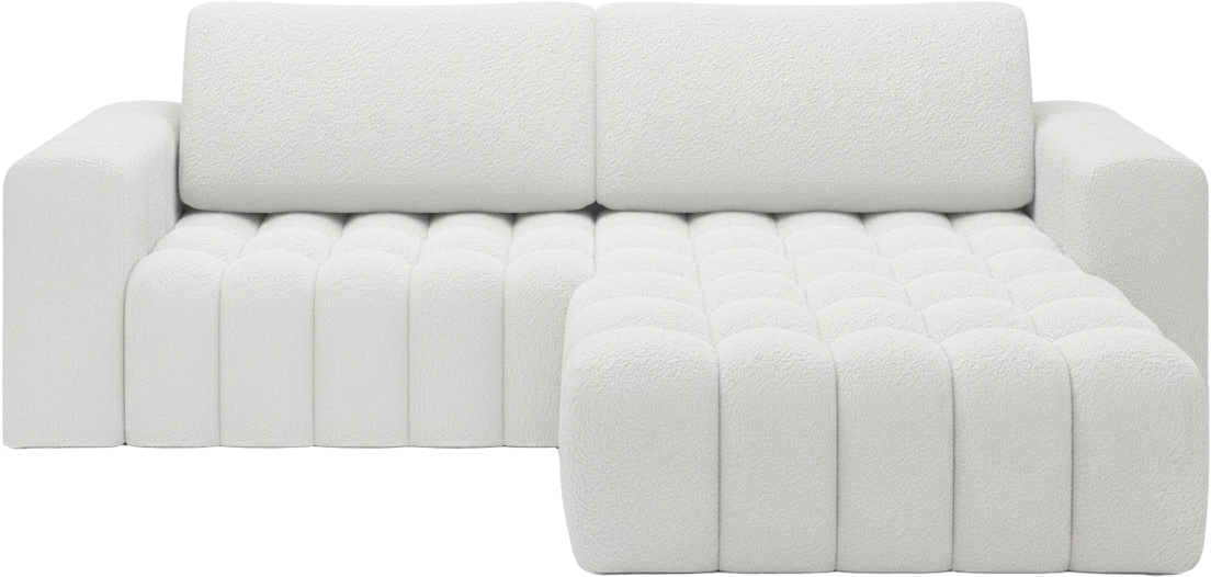 Canapé d'angle en tissu bouclé blanc nettoyé à domicile